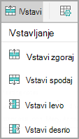 Meni »Vstavljanje« v sistemu Android