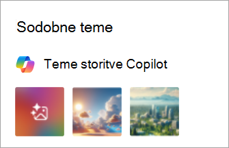 Posnetek zaslona, na katerem so prikazane teme storitve Copilot v novih Outlookovih nastavitvah