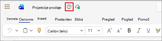 Ikona oznake občutljivosti v Office v spletu z uporabo Word dokumenta kot primera