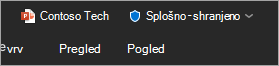 Posnetek zaslona naslovne vrstice, ki prikazuje oznako občutljivosti datotek.