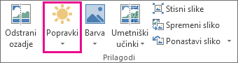 Gumb »Popravki« na zavihku »Orodja za slike«
