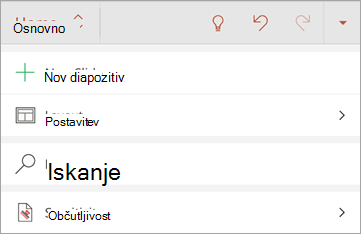 Posnetek zaslona gumba »Občutljivost« v Officeu za Android