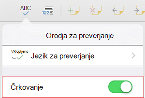 Vklopite preverjanje črkovanja
