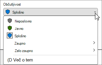 Meni vrstice občutljivosti