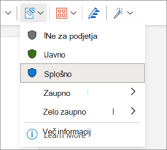 Meni z oznako občutljivosti
