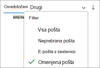Filtriranje omenjene pošte v Outlooku za Windows