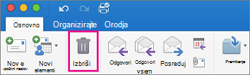 Na zavihku Osnovno kliknite gumb Izbriši