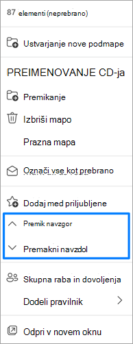 Posnetek zaslona možnosti premikanja map