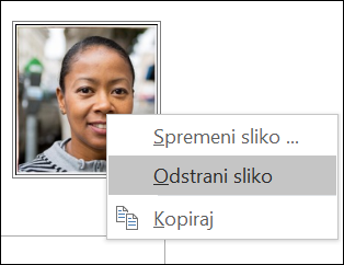 Sliko stika lahko spremenite ali odstranite.