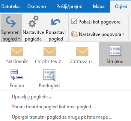 Izberite »Spremeni pogled«, če želite izbrati nov pogled.