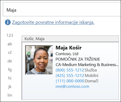 Izberite stik.