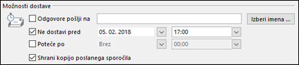Nastavite datum in uro za dostavo sporočila.
