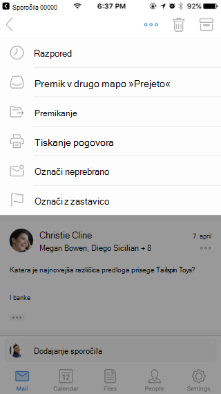 Odzivanje na sporočilo