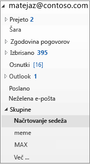 Izberite skupino v levem krmarju