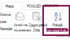 Naročite mape po abecednem vrstnem redu tako, da kliknete »Prikaži vse mape od A do Ž«.