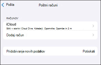 Dodajanje računa za mobilno e-poštno aplikacijo Outlook v sistemu iOS