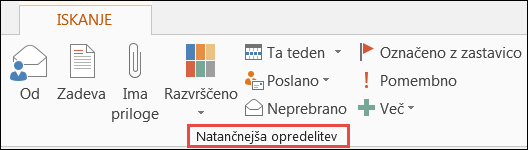 Omejitev rezultatov iskanja z možnostmi za natančnejšo določitev skupine