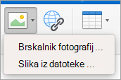 Prikaz možnosti vstavljanja slike za podpis