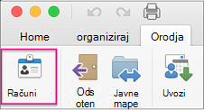 On the Tools tab, click Accounts