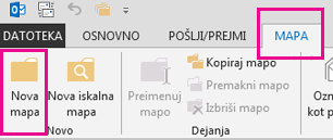 Na zavihku »Mapa« kliknite »Nova mapa«.