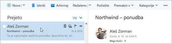 Posnetek zaslona z menijsko vrstico.
