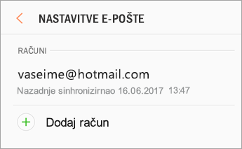 Nastavitve > Dodaj račun