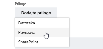 Možnosti za uporabo ali prenos priloge