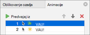 Set animation options in the properties pane