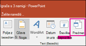 object selection on insert tab