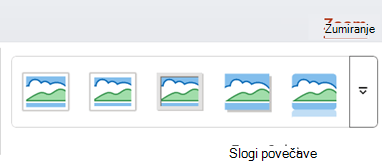 Zavihek »Povečava« na traku v PowerPointu.