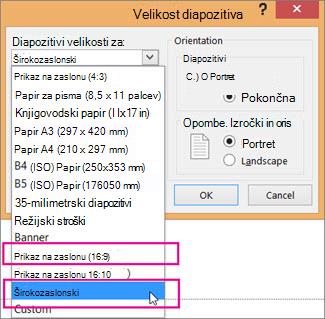 Širokozaslonsko ali zaslonska predstavitev 16:9