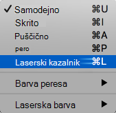 V pojavnem meniju izberite laserski kazalnik
