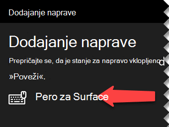 Izberite digitalno pero, da sistemu Windows poveste, da ga želite prek povezave Bluetooth povezati z računalnikom