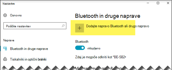 Dodajanje naprave Bluetooth