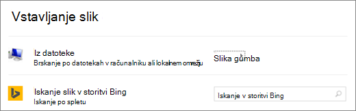 Prikazuje pogovorno okno »Vstavi sliko« v PowerPointu