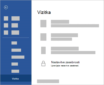 Posnetek zaslona z možnostjo »Nastavitve zasebnosti« v načinu urejanja