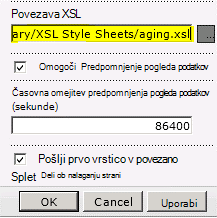 Povezava do datoteke XSL, prilepljena v
