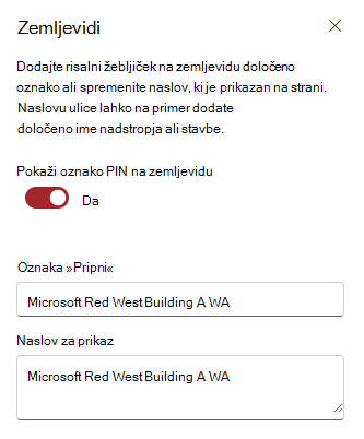 Urejanje oznake PIN in naslova