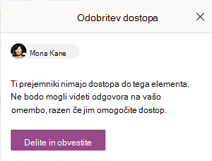 Če nekatere osebe nimajo dostopa do elementa seznama, jim lahko omogočite dostop, da lahko preberejo pripombe o seznamu.