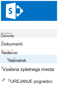 Nabiralnik v orodni vrstici za hitri zagon v razdelku »Nedavno«