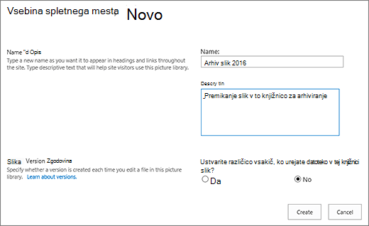 Put in name, description, and optional versioning