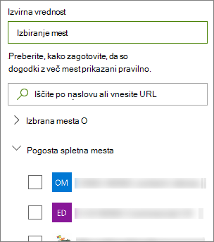 Izbira vira za dogodke