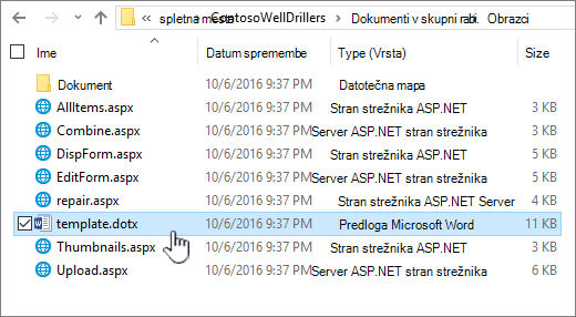 Mapa obrazca za shranjevanje predlog