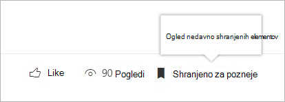 Kliknite, če si želite ogledati podokno z nedavno shranjenimi elementi