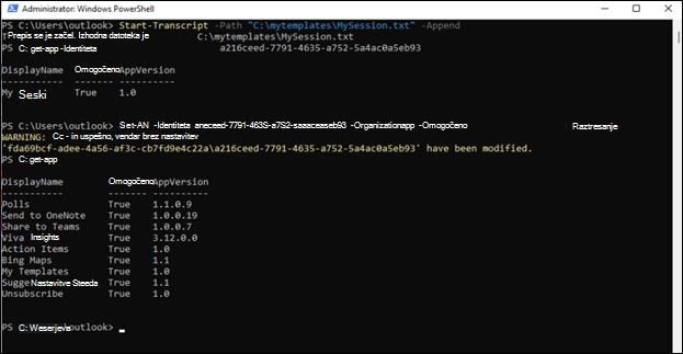 Skrbnik okna PowerShell za Outlook