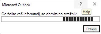 Napaka pri vzpostavljanju stika s strežnikom za informacije v klasičnem Outlooku
