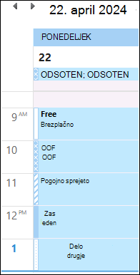 OOF v barvi Koledar Outlook po posodobitvi