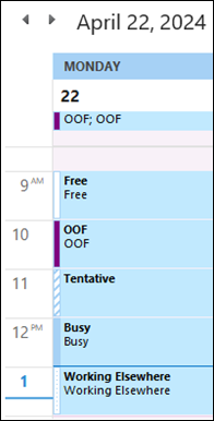 OOF v Koledar Outlook color before update