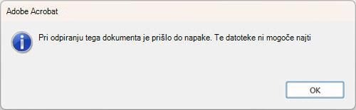 Napaka hitrega tiskanja PDF-ja v namizni različici Outlooka