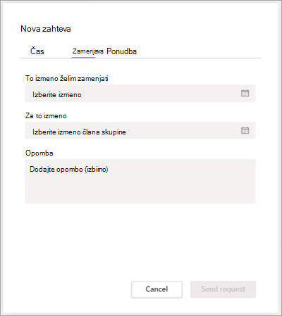 Zamenjajte izmeno s sodelavcem v aplikaciji Izmene.